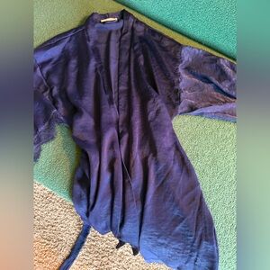 XS navy blue robe, silk